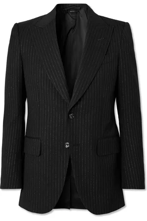 Tom Ford Dyylan Slim-Fit Pinstriped Metallic Wool-Blend Twill Suit Jacket