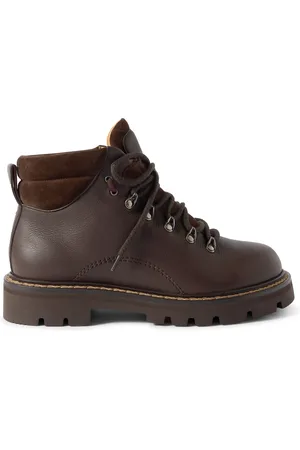 Loro Piana Beinn Walk Shearling-Lined Leather and Padded Suede Boots