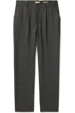 De Bonne Facture Tapered Pleated Checked Wool Trousers