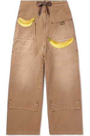 KAPITAL Wide-Leg Appliquéd Distressed Panelled Jeans
