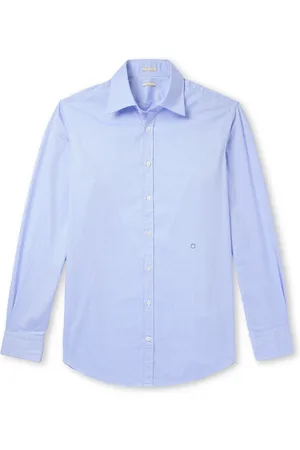 MASSIMO ALBA Genova Cutaway-Collar Logo-Embroidered Cotton Shirt