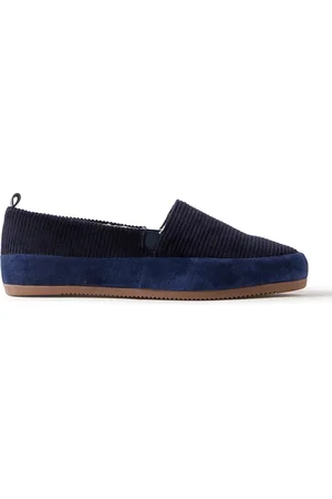 Mulo Shearling-Lined Suede-Trimmed Cotton-Corduroy Loafers
