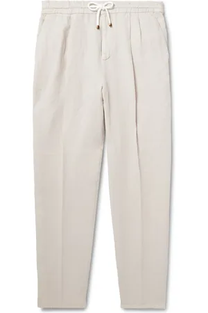 Brunello Cucinelli Straight-Leg Linen Drawstring Trousers