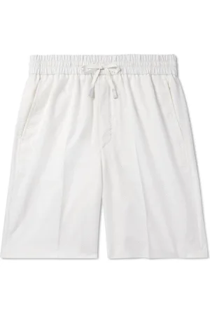 BRIONI Straight-Leg Herringbone Striped Silk-Seersucker Shorts
