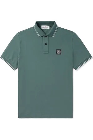 Stone Island Logo-Appliquéd Cotton-Blend Piqué Polo Shirt