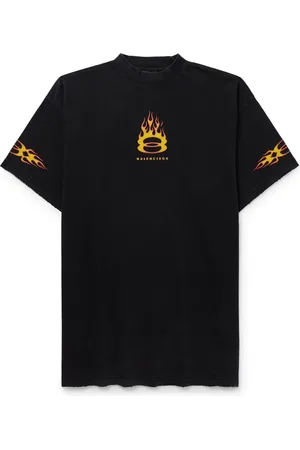 Balenciaga Oversized Distressed Logo-Print Cotton-Jersey T-Shirt