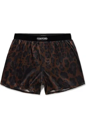 Tom Ford Velvet-Trimmed Leopard-Print Silk-Satin Boxer Shorts
