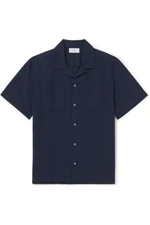 Mr P. Michael Convertible-Collar Garment-Dyed Cotton and Linen-Blend Twill Shirt