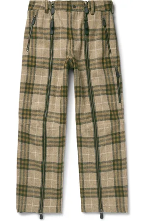 Burberry Straight-Leg Zip-Detailed Checked Wool Trousers