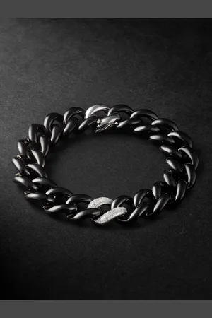 Shay Link 18-Karat White Gold, Ceramic and Diamond Bracelet