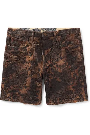 Acne Studios Roman Slim-Fit Straight-Leg Distressed Coated-Denim Shorts