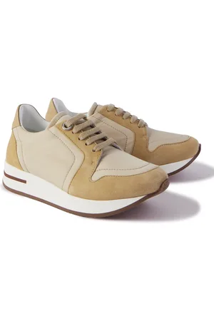 Loro Piana Walk Leather- and Suede-Panelled Mesh Sneakers