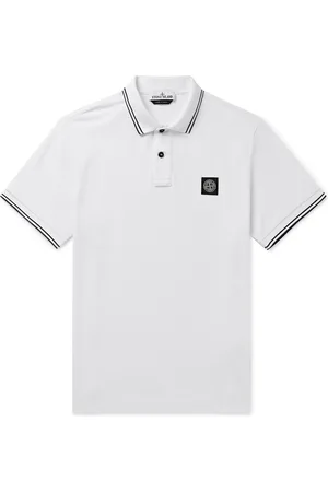 Stone Island Logo-Appliquéd Stretch-Cotton Piqué Polo Shirt