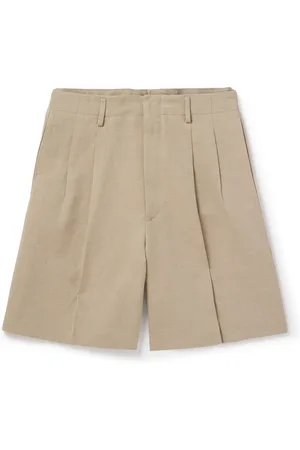 Loro Piana Joetsu Wide-Leg Pleated Cotton and Linen-Blend Twill Shorts