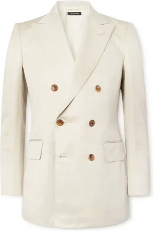Tom Ford Dyllan Double-Breasted Silk and Linen-Blend Twill Suit Jacket