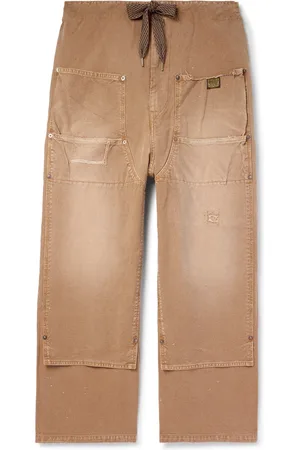 KAPITAL Farmer Wide-Leg Logo-Appliquéd Distressed Cotton Trousers