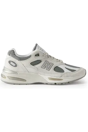 New Balance Logo-Embroidered Mesh and Faux Leather-Trimmed Suede Sneakers