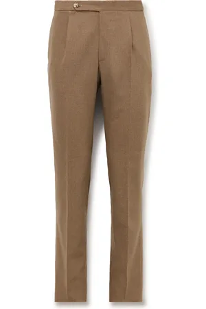DE PETRILLO Slim-Fit Pleated Wool-Blend Suit Trousers