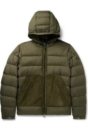Moncler Tuffes Slim-Fit Suede-Trimmed Quilted Shell Down Hooded Jacket