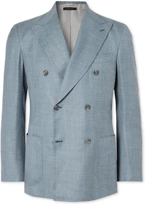 BRIONI Double-Breasted Silk, Cashmere and Linen-Blend Suit Jacket