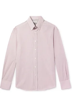 Brunello Cucinelli Slim-Fit Button-Down Collar Checked Cotton-Poplin Shirt