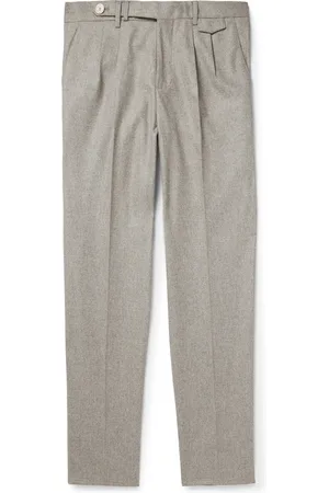 Brunello Cucinelli Tapered Pleated Virgin Wool Trousers