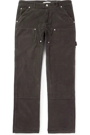 WALES BONNER Kingston Straight-Leg Garment-Dyed Cotton-Blend Velvet Trousers