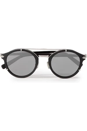 Dior DiorBlackSuit R7U Acetate and Silver-Tone Round-Frame Sunglasses