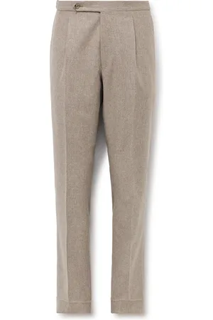 DE PETRILLO Slim-Fit Pleated Wool-Blend Flannel Suit Trousers
