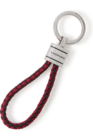 Chopard Braided Leather and Silver-Tone Keyring