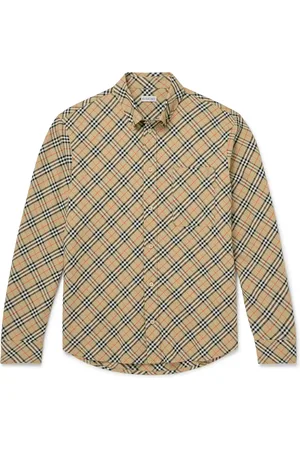 Burberry Logo-Embroidered Checked Cotton Oxford Shirt