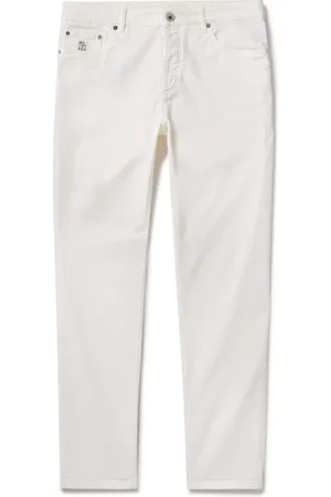 Brunello Cucinelli Slim-Fit Straight-Leg Logo-Embroidered Jeans
