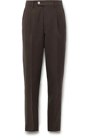 Brunello Cucinelli Slim-Fit Pleated Linen Suit Trousers
