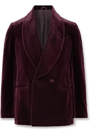 DE PETRILLO Slim-Fit Shawl-Lapel Double-Breasted Cotton-Velvet Tuxedo Jacket