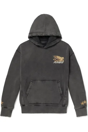 AMIRI Vintage Pegasus Distressed Logo-Print Cotton-Jersey Hoodie