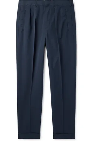 Tom Ford Straight-Leg Pleated Cotton and Silk-Blend Poplin Trousers