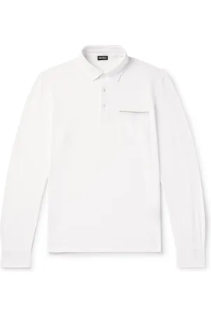 Ermenegildo Zegna Slim-Fit Suede-Trimmed Cotton-Piqué Polo Shirt
