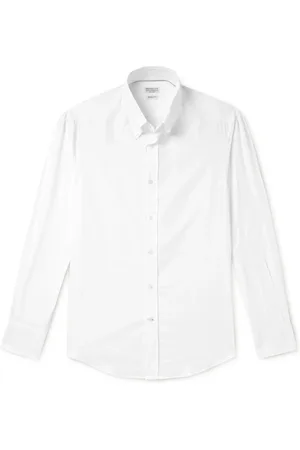 Brunello Cucinelli Button-Down Collar Cotton-Poplin Shirt
