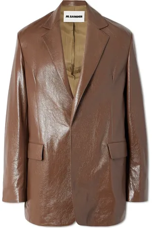 Jil Sander Glossed Textured-Leather Blazer