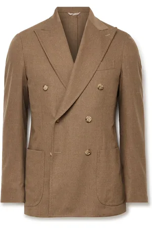 DE PETRILLO Unstructured Double-Breasted Wool-Blend Suit Jacket