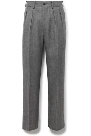 Kaptain Sunshine Manhattan Straight-Leg Pleated Checked Wool-Gabardine Trousers
