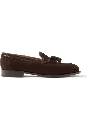 EDWARD GREEN Belgravia Tasseled Leather-Trimmed Suede Loafers