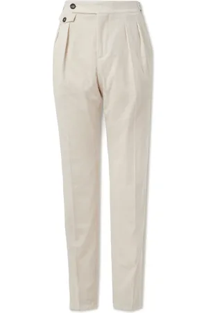 Brunello Cucinelli Straight-Leg Pleated Cotton-Blend Corduroy Trousers