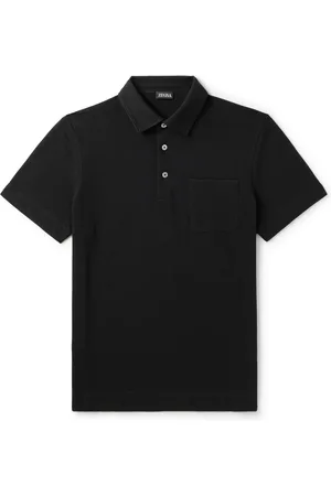 Ermenegildo Zegna Slim-Fit Leather-Trimmed Cotton-Piqué Polo Shirt