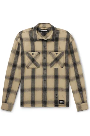 NEIGHBORHOOD Savage Logo-Appliquéd Distressed Checked Cotton Shirt
