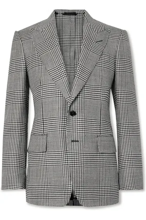 Tom Ford Dyllan Prince of Wales Checked Stretch Wool, Silk, Linen and Mohair-Blend Blazer