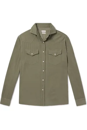 Brunello Cucinelli Cotton-Needlecord Western Shirt