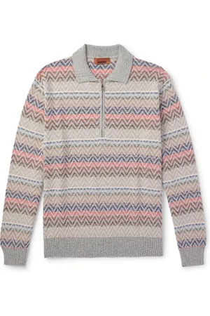 Missoni Striped Cotton-Blend Jacquard Half-Zip Polo Shirt