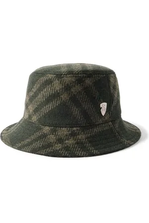 Burberry Logo-Appliquéd Checked Brushed-Wool Bucket Hat