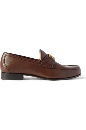 VALENTINO GARAVANI Logo-Embellished Full-Grain Leather Loafers